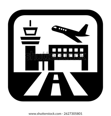 A Modern Take On Aviation, This Airport Terminal Vector Icon With A Plane Captures The Spirit Of Exploration And The Vibrant Pulse Of Air Travel.