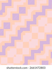 A modern take on ikat pattern with soft zigzag blur art in pastel peach, powder blue, and mint dust, perfect for minimal decor with a gentle boho tribal and artisan woven feel.