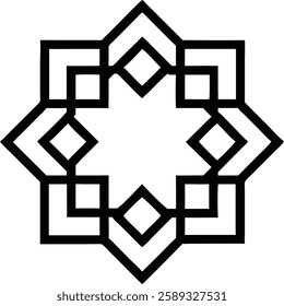 A modern take on the traditional Islamic geometric star pattern with clean, bold lines.