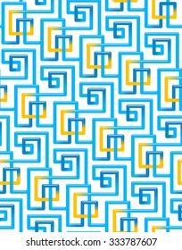 Modern Tangled Lines pattern. Seamless and Tiled Background. Blue Lines on White