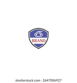 Emblema de tanque moderno em um escudo com fundo branco. 