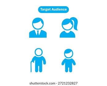 Icono moderno del Vector de segmentación del público objetivo y del Cliente para la estrategia de marketing y el concepto de comportamiento del consumidor