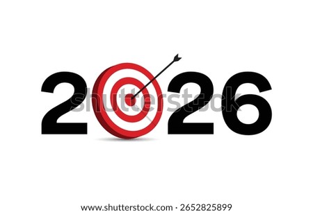 Modern Target Style 2026 New Year Graphic with 2026 logo Bullseye Concept for Goal Oriented Marketing and Celebration Visuals