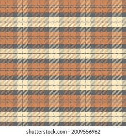 Modern tartan brown and beige plaid seamless pattern for clothing textile, Scottish classic graphic for fabric fashion design or wallpaper background