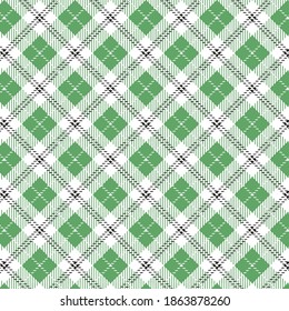Diseño moderno de patrones escoceses con color verde, negro y blanco