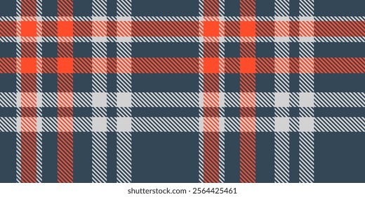 Modern Tartan Plaid Seamless Pattern in Navy Blue, Red, and White Stripes for Textiles, Fashion, and Classic Design Backgrounds