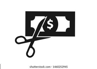 Modern taxes reduce icon vector, cost reduce icon on white background 
