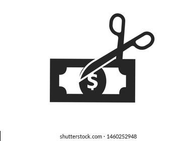 Modern taxes reduce icon vector, cost reduce icon on white background 
