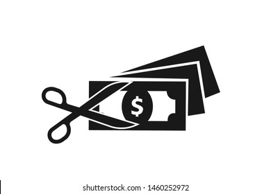 Modern taxes reduce icon vector, cost reduce icon on white background 

