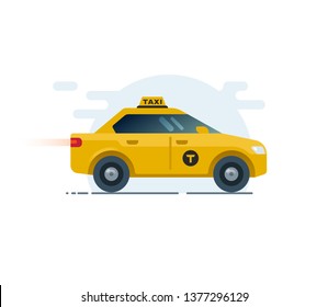 Modern taxi car, side view, sedan. Flat illustration