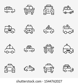 modern taxi icon set. creative taxicab outline icons sign, vector illustration.