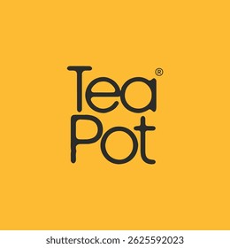 A modern tea brand logo with bold black typography on a yellow background, including a registered trademark symbol. Ideal for cafe branding, packaging, merchandise, and promotional materials
