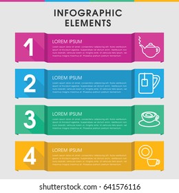 Modern tea infographic template. infographic design with tea icons includes teapot, dish, cup with heart. can be used for presentation, diagram, annual report, web design.