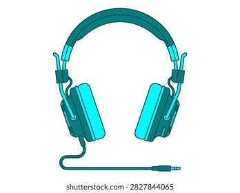 Modern Teal Wired Headphones Vector Illustration for Music and Audio Concept