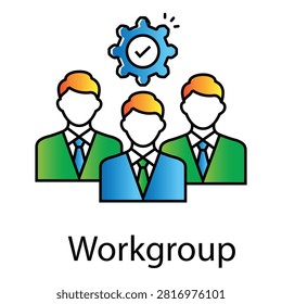 Modern team structure icon representing smart workgroup business connectivity