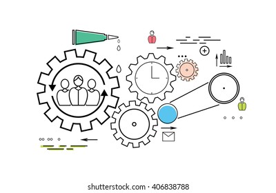 Modern teamwork concept on the white background