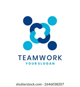 Modern teamwork logo with abstract circular human figure