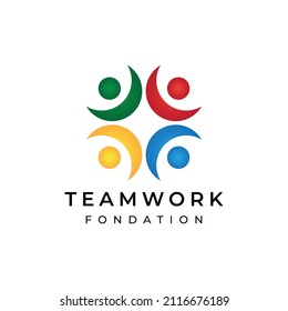 diseño del logotipo de una persona de trabajo en equipo moderna
