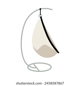 Modern teardrop hanging chair. Vector illustration capturing a sleek, egg-shaped swing chair, perfect for contemporary decor themes.