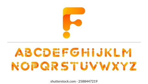 Modern tech 3D minimal alphabet font. English letters for logo design. Vector collection of illustrations