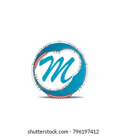 modern tech Abstract circle icon logo letter sign isolated  background