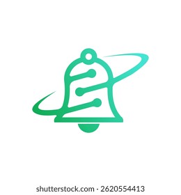 Modern Tech Bell Logo with Abstract Green Circuit and Sound Waves