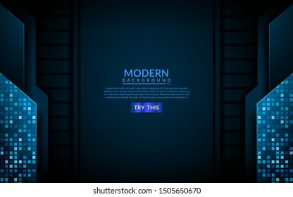 Modern tech blue background. 3d futuristic abstract background