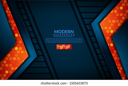 Modern tech blue combine with orange background. 3d futuristic abstract background