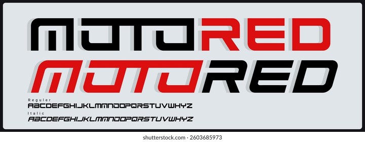 Modern tech bold vector font. Alphabet with uppercase modern and future style. Regular and italic uppercase with variation.