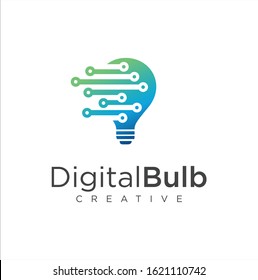 Modern tech bulb logo design concept. Pixel technology bulb idea logo template. Light bulb lamp idea creative innovation networking energy logo design digital technology