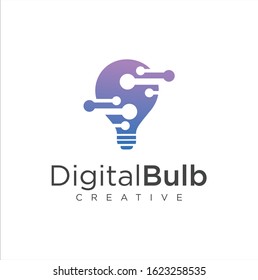 Modern tech bulb logo design concept. Pixel technology bulb idea logo template. Light bulb lamp idea creative innovation networking energy logo design digital technology
