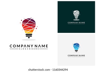 Modern Tech Bulb logo designs concept, Pixel Technology Bulb Idea logo template