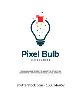 Modern Tech Bulb logo designs concept, Pixel Technology Bulb Idea logo template