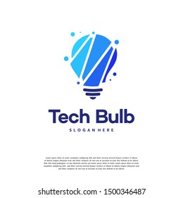 Modern Tech Bulb logo designs concept, Pixel Technology Bulb Idea logo template