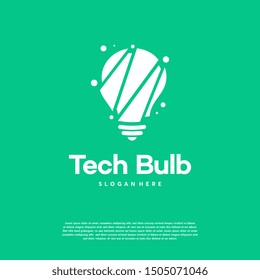 Modern Tech Bulb logo designs concept, Pixel Technology Bulb Idea logo template