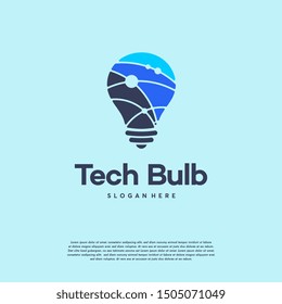Modern Tech Bulb logo designs concept, Pixel Technology Bulb Idea logo template