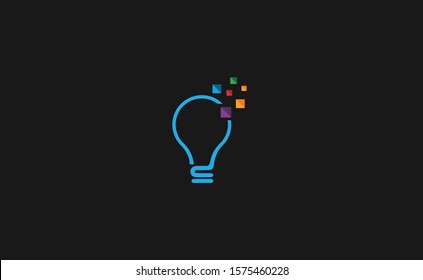 Modern Tech Bulb logo designs concept, Pixel Technology Bulb Idea logo template