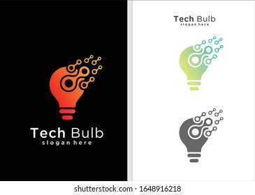Modern Tech Bulb logo designs concept, Pixel Technology Bulb Idea logo template,  Idea logo design inspiration