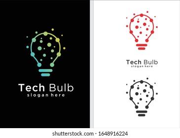 Modern Tech Bulb logo designs concept, Pixel Technology Bulb Idea logo template,  Idea logo design inspiration
