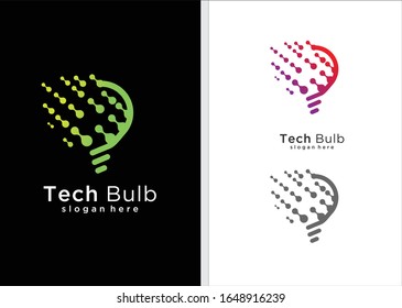 Modern Tech Bulb logo designs concept, Pixel Technology Bulb Idea logo template,  Idea logo design inspiration