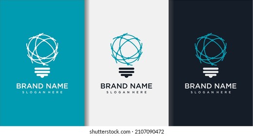 Modern Tech Bulb logo designs concept with business card