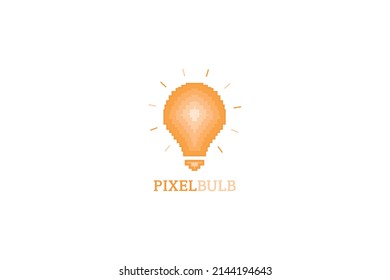 Modern Tech Bulb logo designs concept. Pixel Technology Bulb Idea logo template.