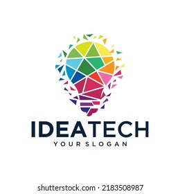 Modern Tech Bulb logo designs concept, Pixel Technology Bulb Idea logo template