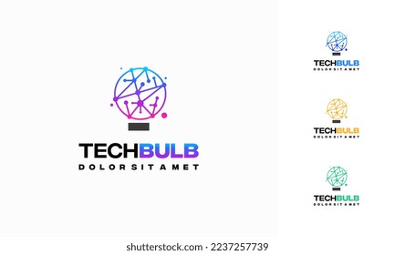 Modern Tech Bulb logo designs concept, Pixel Technology Bulb Idea logo template