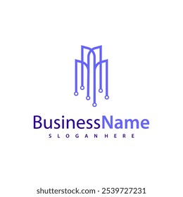 Modern Tech City logo design vector illustration, Creative Tech Modern Building logo concepts