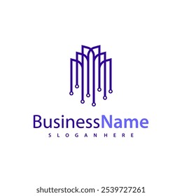 Modern Tech City logo design vector illustration, Creative Tech Modern Building logo concepts