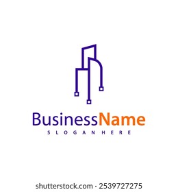 Modern Tech City logo design vector illustration, Creative Tech Modern Building logo concepts
