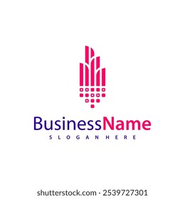 Modern Tech City logo design vector illustration, Creative Tech Modern Building logo concepts