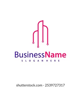 Modern Tech City logo design vector illustration, Creative Tech Modern Building logo concepts