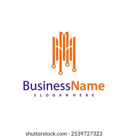 Modern Tech City logo design vector illustration, Creative Tech Modern Building logo concepts